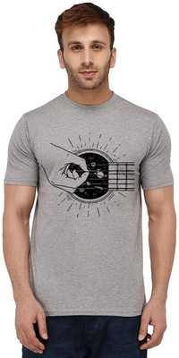 Aseria Graphic Print Men Round Neck Grey T-Shirt