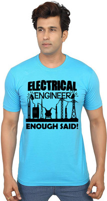 Aseria Printed, Graphic Print, Typography Men Round Neck Light Blue T-Shirt