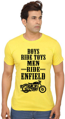 Aseria Printed, Graphic Print, Typography Men Round Neck Yellow T-Shirt