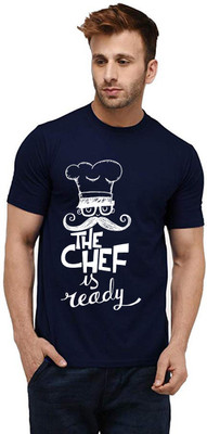 Aseria Printed, Graphic Print, Typography Men Round Neck Dark Blue T-Shirt