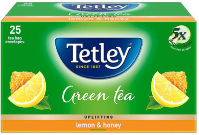 

tetley Pack of 2 (25x2=50 Tea Bag) Lemon, Honey Green Tea Bags(50 Bags, Tetrapack)