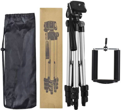 

BUY SURETY Portable Adjustable Aluminum Lightweight Camera Stand Tripod-3110 With Three-Dimensional Head & Quick Release Plate For Video Cameras and mobile Tripod(Silver & Black, Supports Up to 1500)