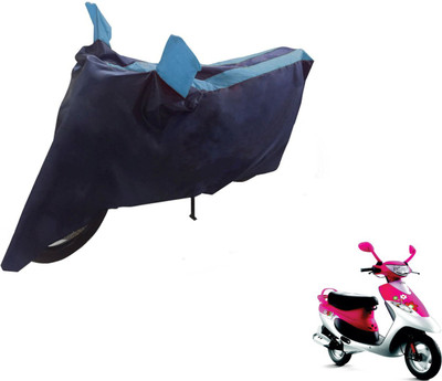 NIKS Two Wheeler Cover for TVS(Scooty Pep+, Black, Blue)