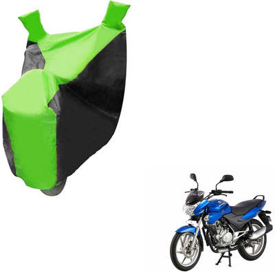 NIKS Two Wheeler Cover for Bajaj(Discover 150 s, Black, Green)