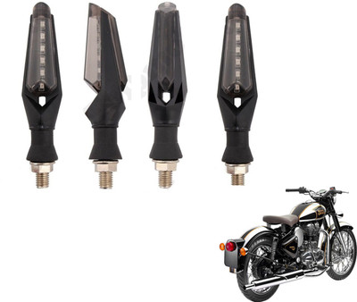 MOCKHE Front, Rear LED Indicator Light for Royal Enfield Classic Chrome(White)