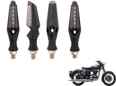 MOCKHE Front, Rear LED Indicator Light for Royal Enfield Battle Green(White)