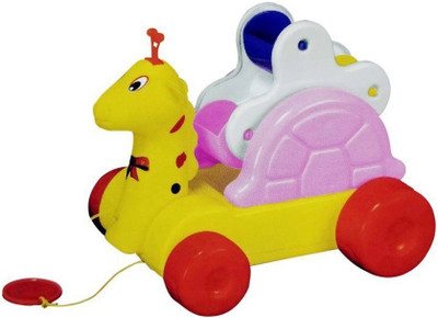 

F Z COLLECTIONS Pull Along Timmy Girrafe With Click Click Sound And Moving Farries Wheels(Multicolor)