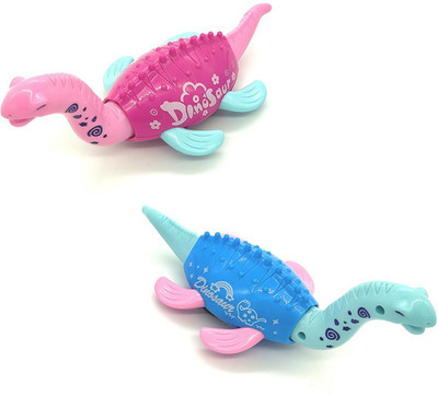 

Emob Pack of 2 Cute Dinosaur Shape Friction Powered Toy with Swinging Head and Tail for Toddlers(Multicolor)
