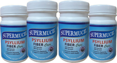 

SUPERMUCIL Psyllium Capsules: 480 Capsules (500 mg each) (Combo Pack) (4X120 Caps)(480 No)