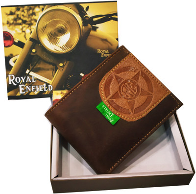 

Royal Enfield Men Brown Genuine Leather Wallet(5 Card Slots)