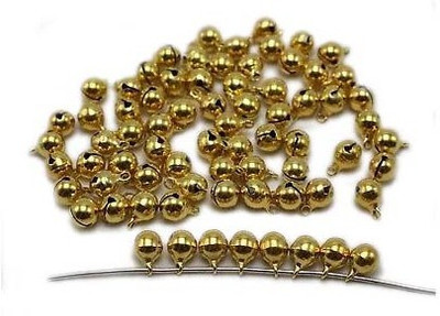 

mrithi 6 mm - Ghanghroo Beads - 150 Nos - Golden