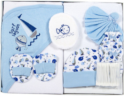 

MeeMee ampering Gift Set for New Born (8 Pieces, Blue)(Blue)