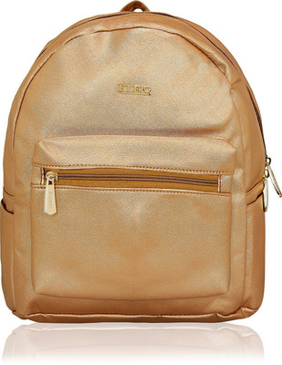 

Kleio Small Metallic PU Leather Backpack Handbag For Women Girls 2.1 L Backpack(Gold), Orange