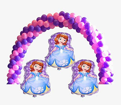 

Masti Zone Printed 3 Pcs Sofia Foil Balloons with 50 Balloons (25 Pink +25 Purple ) for Girls, Kids Birthday and Baby Shower Balloon(Pink, Purple, Pack of 53)
