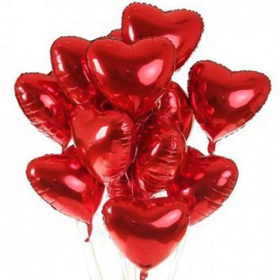 Masti Zone Printed RED Love Heart Shape FOIL Balloons Balloon(Red, Pack of 6)