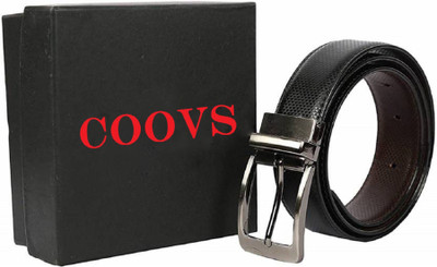 

COOVS Men Black Genuine Leather Reversible Belt