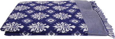 Saagar Tex Damask Single Top Sheet(Cotton, Blue)