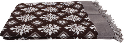 Saagar Tex Damask Single Top Sheet(Cotton, Brown)