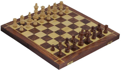 

PUREESSENCE Square Wooden Chess (Non- Magnetic) with Storage Size: 12 x 12 inches. 1 inch Chess Board(Brown)