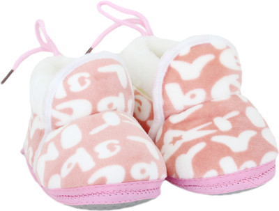 

Neska Moda 0 To 12 Month Baby Booties(Toe to Heel Length - 12 cm Pink, White)