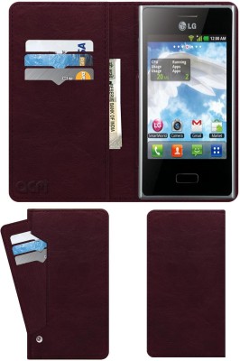 ACM Flip Cover for Lg Optimus L3 E400(Maroon, Cases with Holder, Pack of: 1)