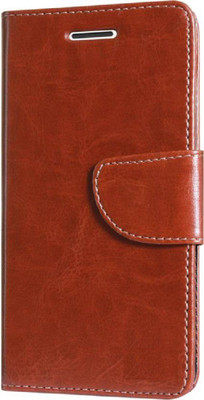 Nuvak Flip Cover for Lava Z60(Brown, Dual Protection)