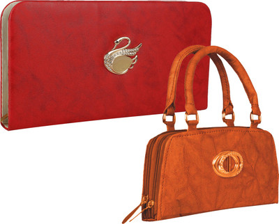 

Fillincart Casual, Party, Formal Red, Brown Clutch, Brown;red