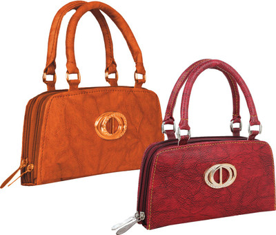 

Fillincart Casual, Party, Formal Red, Brown Clutch, Brown;red