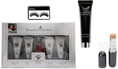 

Styling Eyelashes, Shahnaz Husain daimond Plus Kit, lakme Absolute Blue Perfect Makeup Primer, Stick Concealer(Set of 4)