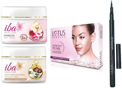 

iba halal care TOTAL FAIRNESS PACK WITH FAIRNESS FACE CREAM & DEEP NOURISHING OVER NIGHT CREAM WITH HERBALS RADIANT PEARL DEEP CLEANING PROPERTIES FOR SKIN LIGHTENING CELLULAR LIGHTENING FACIAL KIT- (4 PACK 40 G) WITH WATERPROOF EYE LINER PACK(Set of 1)