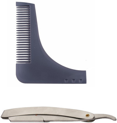 

JAMPAK Salon Combo Of Stainless Steel Razor / Beard Trimming Comb For Perfect Beard Lines & Styling , Grey pack of 2(Set of 2)