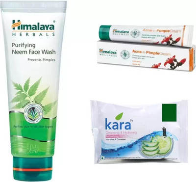 

Himalaya PUIRIFYING NEEM FACE WASH , ANCE N PIMPLE CREAM, KARACLEANSING HYDRATING WIPES(Set of 3)