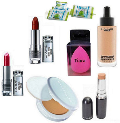 

tiara Spounge Puff ,Stick Concealer , Studio Waterweight Foundation , New York Compact , Enrich Lipstick Pack Of 2 , Magic Napkin(Set of 10)