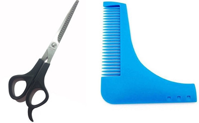 

JAMPAK Saloon Accessories, Combo Of Stainless Steel Thinning scissor , styling beard comb(Set of 2)