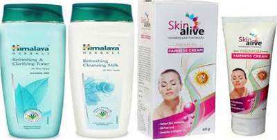 

Himalaya Bleminor Anti Blemish Cream, Refreshing & Clarifying Toner, Refreshing Cleansing Milk with SKIN ALIVE Fairness Premium Cream with UV protection Give Oil-Free Look ( set of 4)(Set of 4)