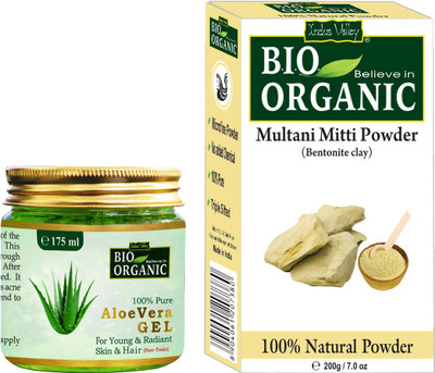 

Indus Valley Combo Pack of Aloe vera Gel (Non-toxic) + 1 100% Pure Multani Mitti(Set of 2)