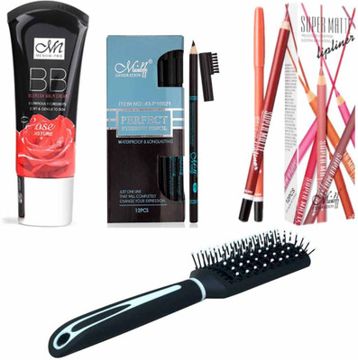 BBMENOW MN BB CREAM AND 1 EYEBROW PENCIL AND 1 LIPLINER AND 1 HAIR BRUSH (PACK OF 4)(Set of 4)