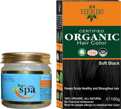 

Indus Valley Combo pack of Organic 24 Herbs Soft Black Hair Color + 1 pc of Hair Eaza Spa(Set of 2)