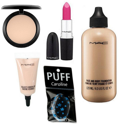 

caroline Silicon Puff, Face and Body Foundation, Select cover-up Concealer,Candy Yum-yum Lipstick,Studio Fix Compact(Set of 5)