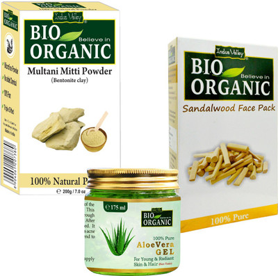 

Indus Valley Combo Pack of 1 Pure Aloe vera Gel + 1 Herbal Sandalwood Face Pack + 1 Natural Multani Mitti(Set of 3)