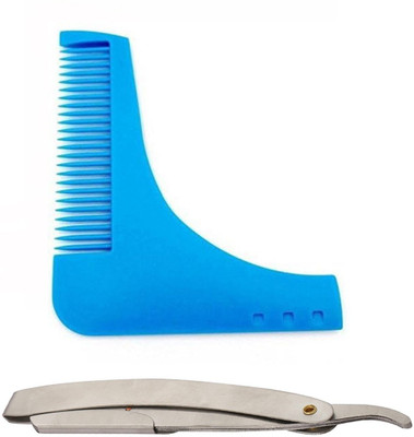 

JAMPAK Hair Salon Combo Of Stainless Steel Razor / Beard Trimming Comb For Perfect Beard Lines & Styling pack of 2(Set of 2)