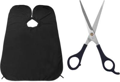 

JAMPAK Hair Salon Combo Of Stainless Steel scissor / Beard Bib Hair Clippings Catcher and Grooming Apron(Set of 2)