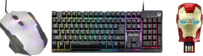 

MEETION K9300 Usb Rainbow Backlit SEMI MECHANICAL Gaming Keyboard and LJ806 GAMING MOUSE WITH Iron Man Head 32 GB Pen Drive Metal Face with Glowing LED Eyes Combo Set