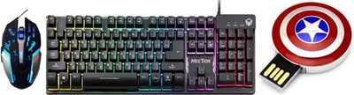 

MEETION K9300 Usb Rainbow Backlit Semi Mechanical Gaming Keyboard and RM200 Gaming Wired Mouse With Captain America Shield Model 16GB PEN DRIVE Combo Set