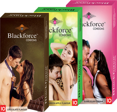 Blackforce 3 pcs in 30 pcs extra dotted Breenapple Chocolate Bubblegum Condom(Set of 3, 30S)