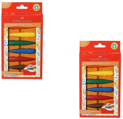 Faber-Castell 6 Kindergarten Grip Crayons(Set of 2, multicolours)