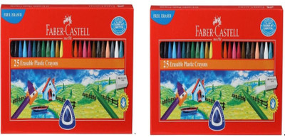 

Faber-Castell 2 pcs 25 erasable plastic crayous(Set of 2, Multicolor)