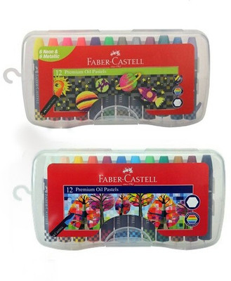 

Faber-Castell Pack of 2 Premium Oil Pastel - 12 Shade + 12 Shade neon and metallic(Multicolor)