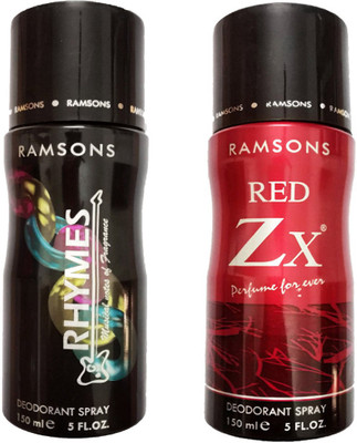 

RAMSONS RED ZX DEODORANT 150ML+RHYMES DEODORANT 150ML Deodorant Spray - For Men(150 ml, Pack of 2)