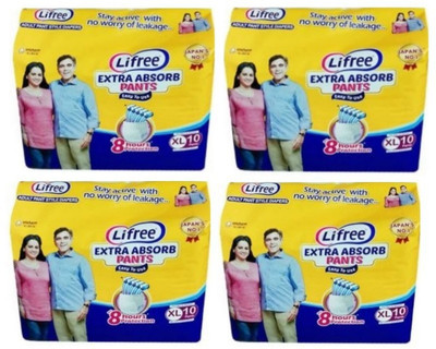 

lifree Adult Pant Style Diaper Size XL, Set of 4 packs, 10 pcs per pack Total 40 pcs for waist size 35-49inches - XL(40 Pieces)
